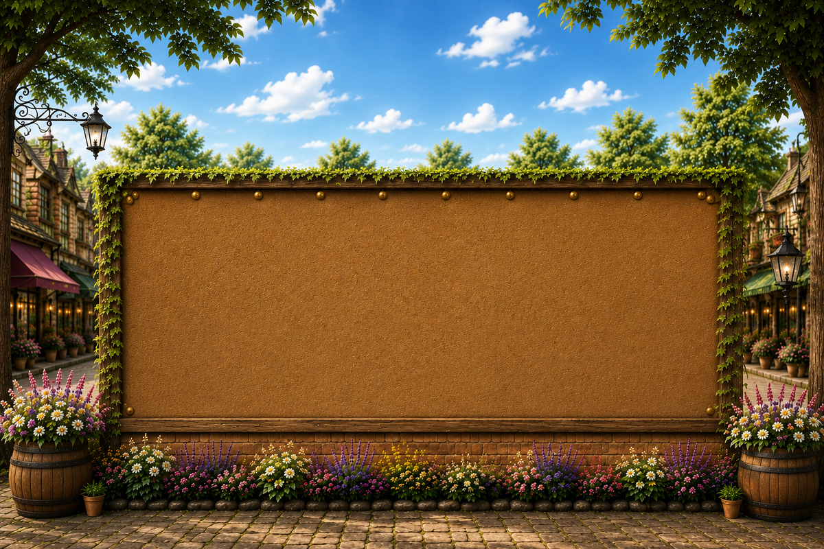 Village Happenings bulletin board